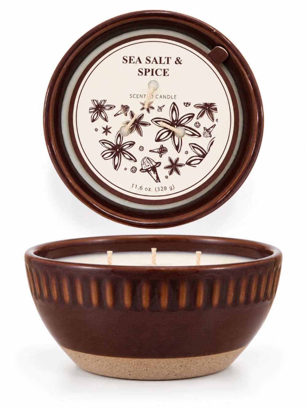 Sea Salt & Spice 3-Wick Ceramic Candle 11.6 oz Brown Target